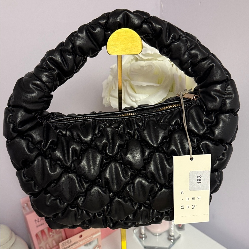 A New Day Black Ruched Shoulder Bag